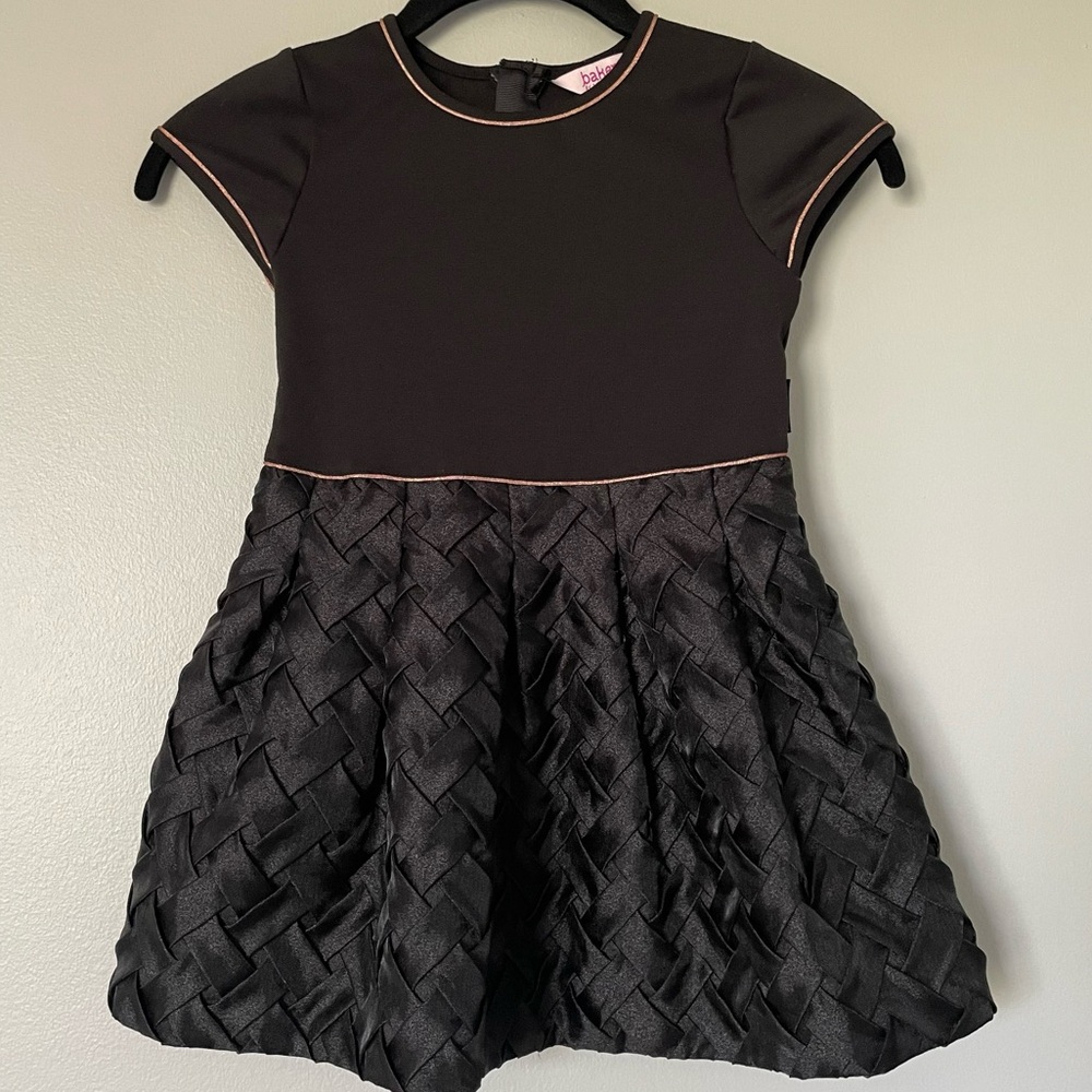 Ted Baker Girls Black Lattice Textured Dress